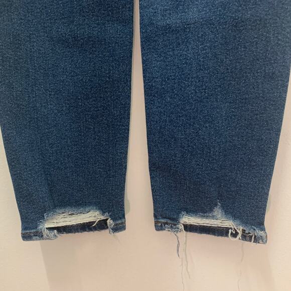 American Eagle Jeans Women 0 Blue Medium Wash Denim Stretch Mom Distressed - Picture 6 of 10